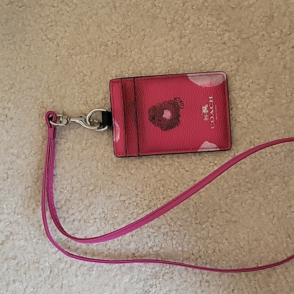 Coach floral pink lanyard